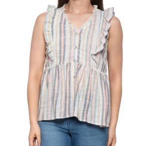 Pastel striped sleeveless blouse